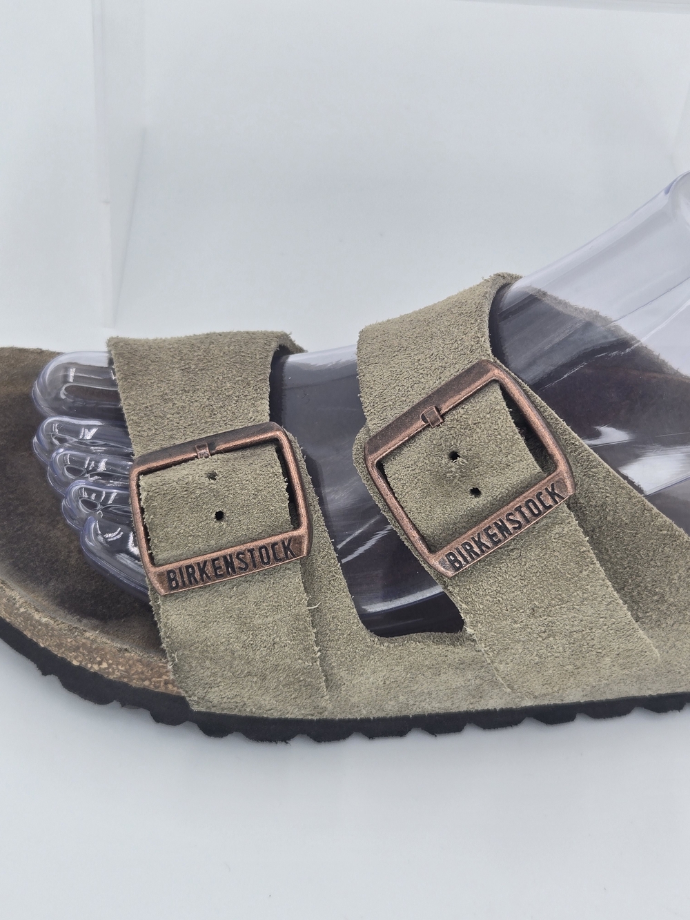 Birkenstock Arizona Two-Buckle Suede Slide Sandals in Taupe Women's Size 7-7.5 - Picture 5 of 14